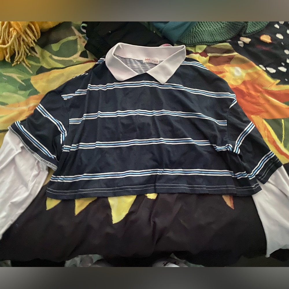 blue striped crop top